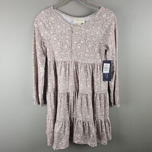 Mabel & Honey Girls Floral Neutral Long Sleeve Dress Size 8